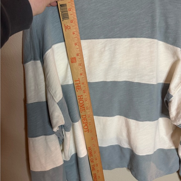 Marine Layer Blue Cream Striped Rugby Top Medium - Picture 7 of 8